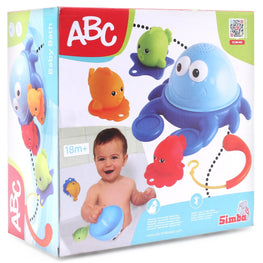 ABC Bathing Crab with 3 Water Floating Fish Bath Squeeze Toys for Kids