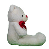 Teddy Bear Plush Soft with Red Ribon Bow Toy for Ages 3 Years and Up - White, 70cm