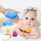 ABC Bathing Crab with 3 Water Floating Fish Bath Squeeze Toys for Kids