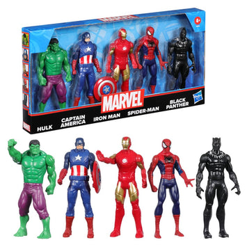 Marvel 6 Inch Super Heroes Iron Man, Spider-Man, Captain America, Hulk, Black Panther Action Figure, Pack Of 5