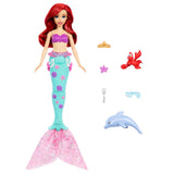 Disney Princess Ariel Swimming Mermaid Fashion Doll with Dolphin Water Squirter, Sebastian Figure & 4 Accessories For Kids Ages 3+