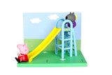PIG Playground Slide Themed Preschool Toy and Danny Dog, Includes 2 poseable Figures, Playground Slide Accessory and Scene Cards, for Girls and Boys Ages 3 and up