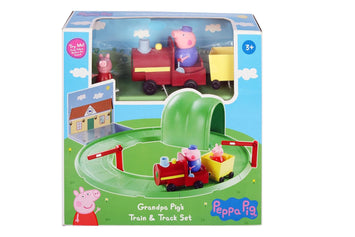 Pig Grandpa's Train and Track Playset with Sound Effects, Includes 2 Figures, Peppa Pig Preschool Toys for Girls and Boys 3 Years and Up