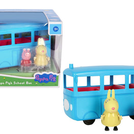 PIG School Bus with Sound Effects, Includes 2 Figures, Preschool Toys for Girls and Boys 3 Years and Up