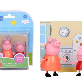 PIG and Mummy Pig Twin Figure Fun Pack with Two Poseable Figures and a Scene Card, Preschool Toy for Girls and Boys Ages 3 and Up