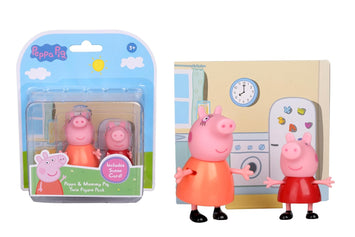 PIG and Mummy Pig Twin Figure Fun Pack with Two Poseable Figures and a Scene Card, Preschool Toy for Girls and Boys Ages 3 and Up
