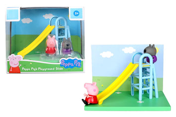 PIG Playground Slide Themed Preschool Toy and Danny Dog, Includes 2 poseable Figures, Playground Slide Accessory and Scene Cards, for Girls and Boys Ages 3 and up