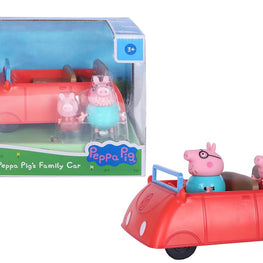 PIG Family Red Car with Sound Effects, Includes 2 Figures, Preschool Toys for Girls and Boys 3 Years and Up