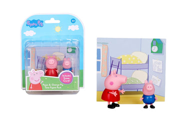 PIG and George Twin Figure Fun Pack with Two Poseable Figures and a Scene Card, Preschool Toy for Girls and Boys Ages 3 and Up