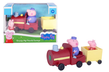 PIG Grandpa's Train and Carriage Playset, Includes 2 Figures, Preschool Toys for Girls and Boys 3 Years and Up