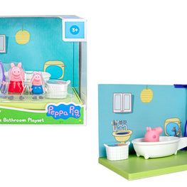 PIG and George's Bathroom Themed Preschool Toy, Includes 2 poseable Figures, bathtime Accessories and Scene Cards, for Girls and Boys Ages 3 and Up