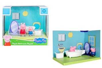 PIG and George's Bathroom Themed Preschool Toy, Includes 2 poseable Figures, bathtime Accessories and Scene Cards, for Girls and Boys Ages 3 and Up
