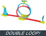 Neon Speeders Track Set, Laser Stunt Slamway with 1 Hot Wheels Car, Tri-Colored Track, Connects to Other Sets, Easy Storage for Kids Ages 5+