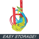 Neon Speeders Track Set, Laser Stunt Slamway with 1 Hot Wheels Car, Tri-Colored Track, Connects to Other Sets, Easy Storage for Kids Ages 5+