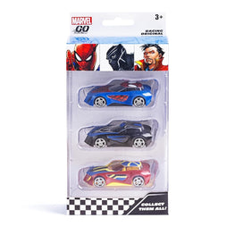 Marvel Go 1:64 Diecast Spider-Man, Black Panther and Doctor Strange 3-Pack Rapid RacerToy Car For Collection For Ages 3 Years And Up