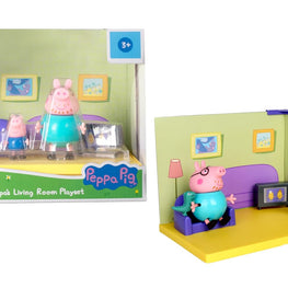 PIG Living Room Themed Preschool Toy with Daddy Pig and George, Includes 2 poseable Figures, Living Room Accessories and Scene Cards, for Girls and Boys Ages 3 and Up