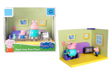PIG Living Room Themed Preschool Toy with Daddy Pig and George, Includes 2 poseable Figures, Living Room Accessories and Scene Cards, for Girls and Boys Ages 3 and Up