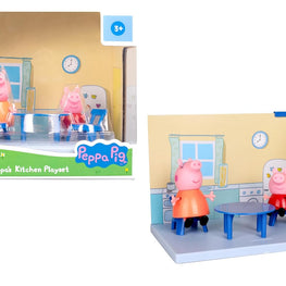 PIG Kitchen Themed Preschool Toy with Mummy Pig, Includes 2 poseable Figures, Accessories and Scene Cards, for Girls and Boys Ages 3 and Up