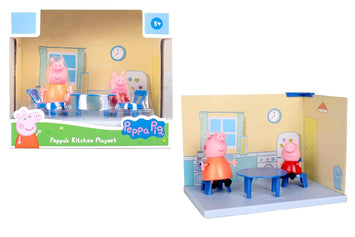 PIG Kitchen Themed Preschool Toy with Mummy Pig, Includes 2 poseable Figures, Accessories and Scene Cards, for Girls and Boys Ages 3 and Up