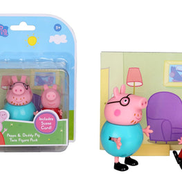 PIG and Daddy Pig Twin Figure Fun Pack with Two Poseable Figures and a Scene Card, Preschool Toy for Girls and Boys Ages 3 and Up
