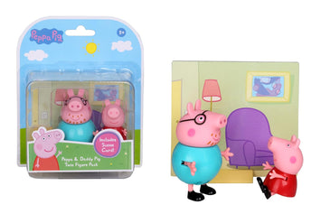 PIG and Daddy Pig Twin Figure Fun Pack with Two Poseable Figures and a Scene Card, Preschool Toy for Girls and Boys Ages 3 and Up