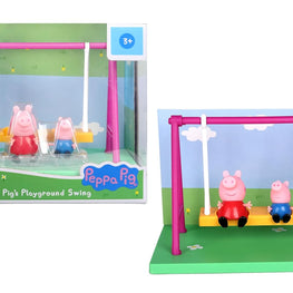 PIG Playground Swing Themed Preschool Toy and George, Includes 2 poseable Figures, Playground Swing Accessory and Scene Cards, for Girls and Boys Ages 3 and up