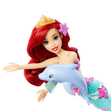 Disney Princess Ariel Swimming Mermaid Fashion Doll with Dolphin Water Squirter, Sebastian Figure & 4 Accessories For Kids Ages 3+