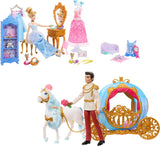 Disney Princess Cinderella Set with 2 Fashion Dolls, Horse & Carriage, Furniture, 4 Animal Friends & 45 Accessories, Ultimate Movie Gift Set For Kids Ages 3+