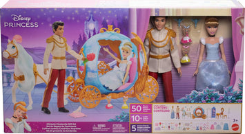 Disney Princess Cinderella Set with 2 Fashion Dolls, Horse & Carriage, Furniture, 4 Animal Friends & 45 Accessories, Ultimate Movie Gift Set For Kids Ages 3+