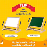 Draw N Write Desktop Slate, 4 in 1 Double Sided Board - Chalk Board & Dry Erase/Magnetic Board, Adjustable Angles, Magnetic Letters and Numbers, 3 Years