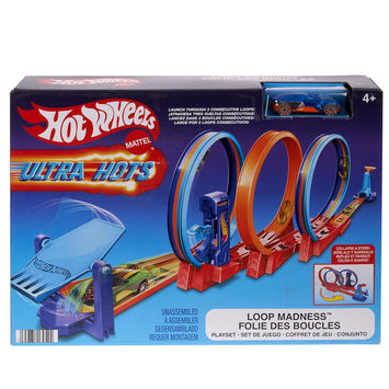 Ultra Hots Loop Madness Track Set with 3 Loops and 1 Hot Wheels Car