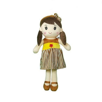 Rag Doll Plush Soft Toy Wearing Brown Dress for Ages 3 Years and Up, 60cm