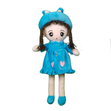 Eva Rag Doll Plush Soft Toy Wearing Blue Frock for Ages 3 Years and Up, 45cm