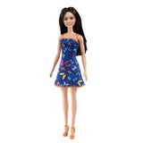 Barbie With Colorful Butterfly And Barbie Logo Print Dress & Strappy Heels - Blue