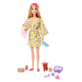 Barbie Wellness Doll Playset with Blonde Doll with Pet Puppy, Barbie Sets, Spa Day, Lemon Print Bathrobe, Headband and Eye Mask for Kids Ages 3+