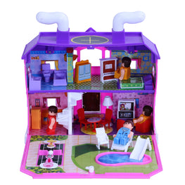 My Family Doll House - 35 pcs | Girls Role Playset | Pretend Play | Doll House with Furniture | Dollhouse Accessories | Imaginative Play | Playhouse | For Kids Age 3+ years