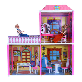My Pretty Doll House | Girls Role Playset | Pretend Play | Doll House with Furniture | Dollhouse Accessories | Imaginative Play | Playhouse | For Kids Age 3+ years