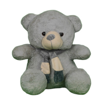 Teddy Bear Plush Soft Toy with Muffler for Ages 3 Years and Up - Ash, 40cm