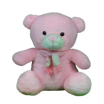 Teddy Bear Plush Soft Toy with Muffler for Ages 3 Years and Up - Baby Pink, 50cm