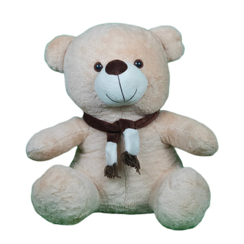 Teddy Bear Plush Soft Toy with Muffler for Ages 3 Years and Up - Beige, 50cm