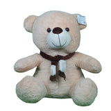 Teddy Bear Plush Soft Toy with Muffler for Ages 3 Years and Up - Beige, 50cm