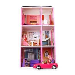 Super Star Giant Three Story Doll House | Girls Role Playset | Pretend Play | Doll House with Furniture | Dollhouse Accessories | Imaginative Play | Playhouse | For Kids Age 3+ years