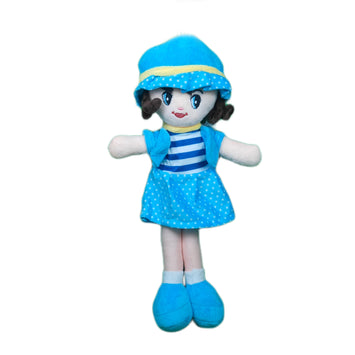 Doll Plush Soft Toy Wearing Blue Dress for Ages 3 Years and Up, 40cm