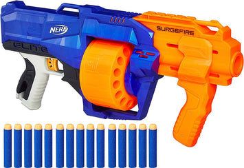 Elite Strike SurgeFire Blaster 15-Dart Rotating Drum, Slam Fire, Includes 15 Official Nerf Elite Darts for Children, Teens, Adults